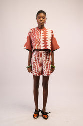 Coffee Brown and White Crop Shirt